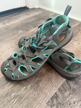 KEEN Women's Waterproof Sport Sandals in Charcoal & Teal 8